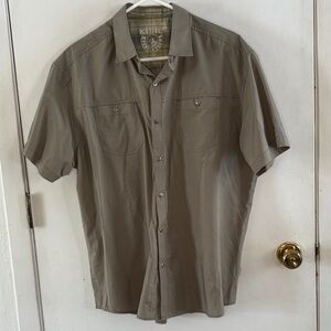 Kuhl Stealth taupe grey plaid checkered short sleeve button down shirt Size XL